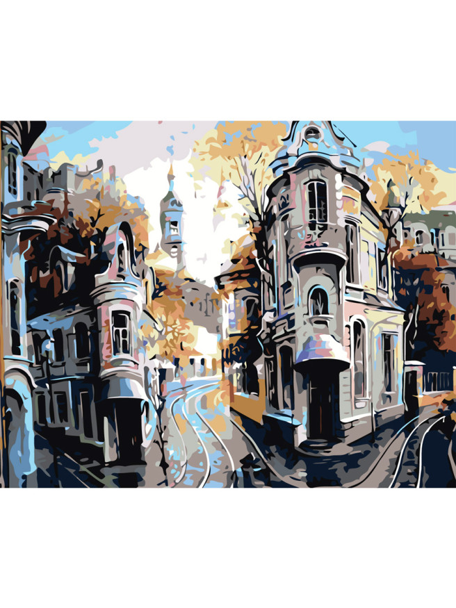 Картина по номерам &amp;quot;Улицы  с рельсами&amp;quot;