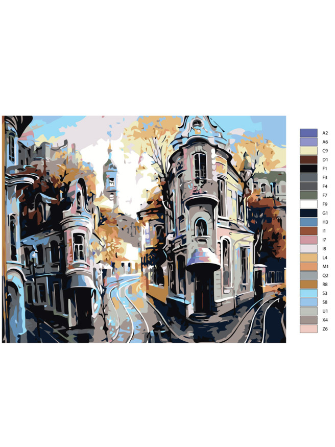 Картина по номерам &amp;quot;Улицы  с рельсами&amp;quot;