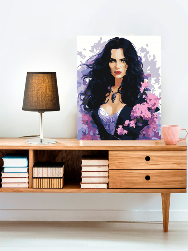 Картина по номерам &amp;quot;Брюнетка в цветах&amp;quot;