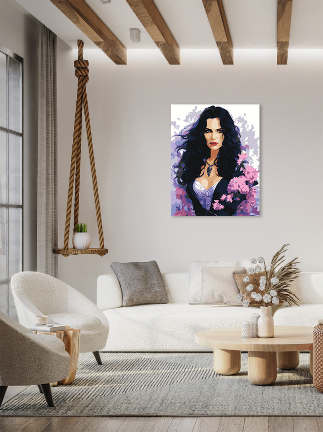 Картина по номерам &amp;quot;Брюнетка в цветах&amp;quot;