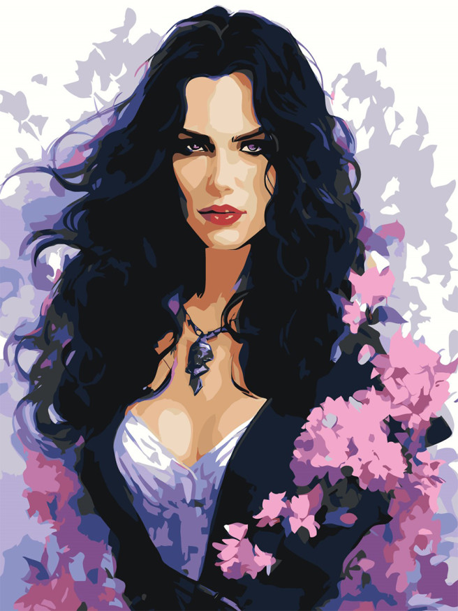 Картина по номерам &amp;quot;Брюнетка в цветах&amp;quot;