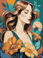 Картина по номерам &amp;quot;Девушка с цветами&amp;quot;