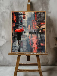 Holstga bosilgan poster &quot;Osiyodagi yomg‘irli oqshom&quot;