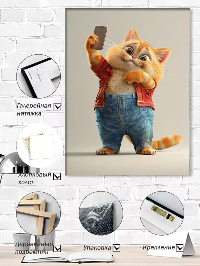 Holstga bosilgan poster &amp;quot;Jinsi kiygan mushuk&amp;quot;