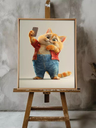 Постер на холсте "Селфи кот в джинсах"