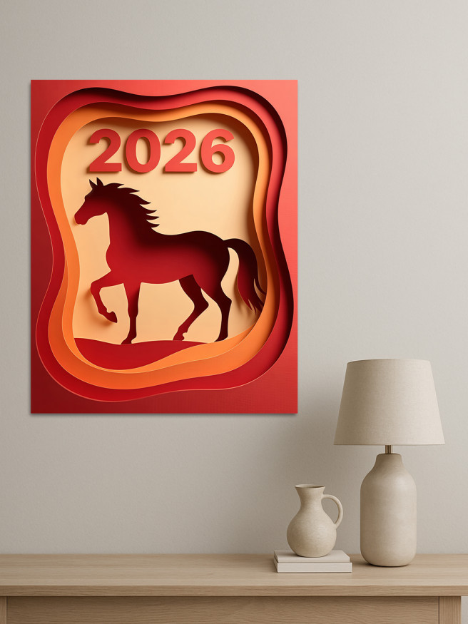 Постер на холсте &amp;quot;Огненный силуэт 2026&amp;quot;