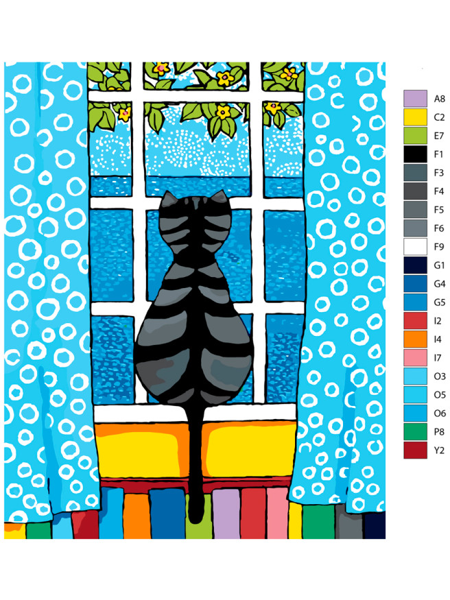 Raqamlar bo&amp;#039;yicha rasm &amp;quot;Oyna oldidagi mushuk&amp;quot;