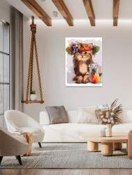 Картина по номерам &amp;quot;Кошка с цветочной шляпой&amp;quot;