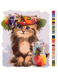 Картина по номерам &amp;quot;Кошка с цветочной шляпой&amp;quot;