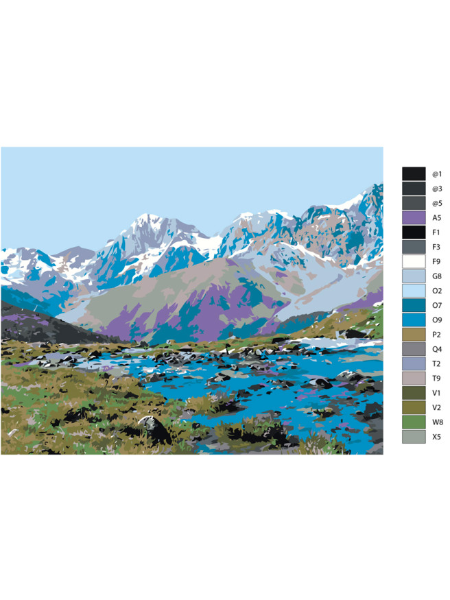 Raqamlar bo&amp;#039;yicha rasm &amp;quot;Tog&amp;#039;dagi daryo&amp;quot;