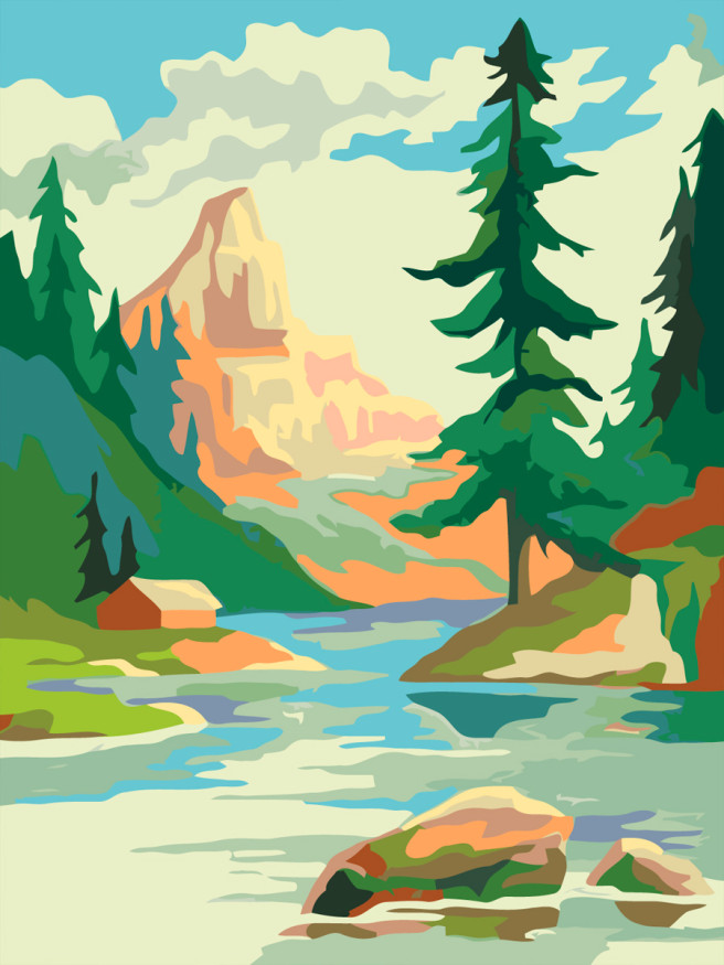 Raqamlar bo&amp;#039;yicha rasm &amp;quot;Tog&amp;#039;li o&amp;#039;rmonlar&amp;quot;