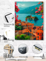 Holstga bosilgan poster "Como ko‘li yozgi manzarasi"