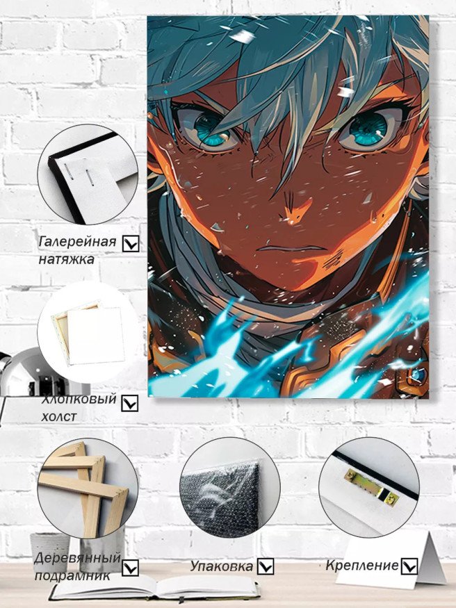 Постер на холсте &amp;quot;Огненный взгляд героя&amp;quot;