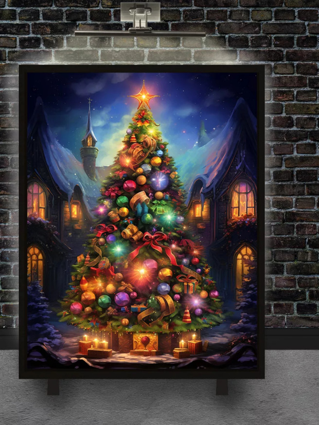 Постер на холсте &amp;quot;Праздничная ёлка с подарками&amp;quot;