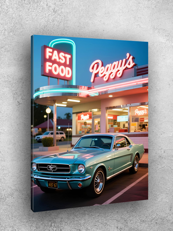 Постер на холсте &amp;quot;Ретро-ночь у закусочной&amp;quot;