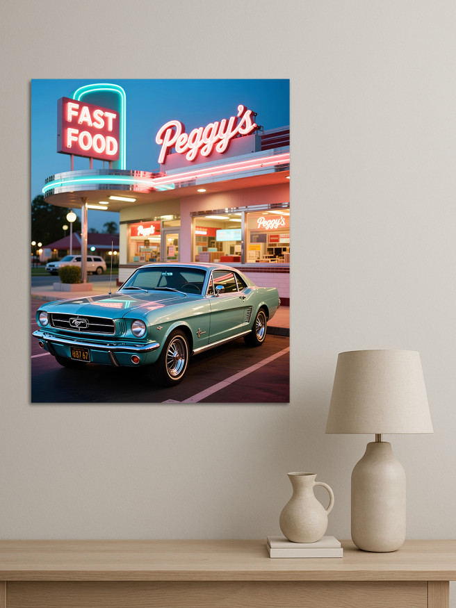 Постер на холсте &amp;quot;Ретро-ночь у закусочной&amp;quot;
