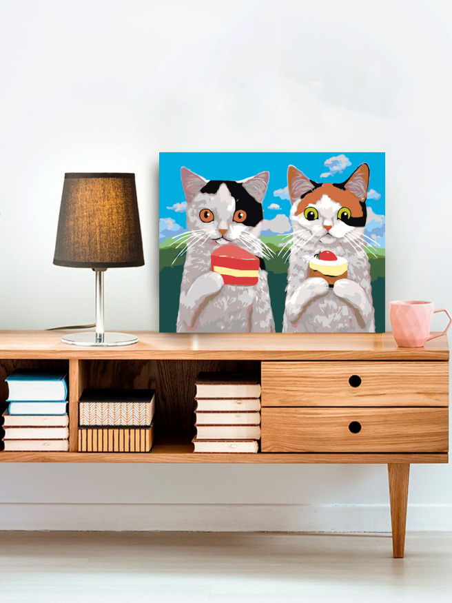 Картина по номерам &amp;quot;Котики с десертами&amp;quot;