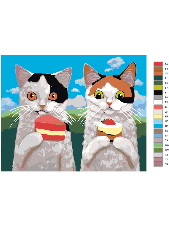 Картина по номерам &amp;quot;Котики с десертами&amp;quot;