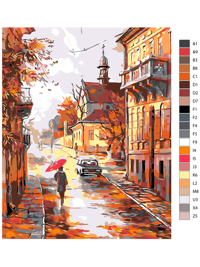 Raqamlar bo&amp;#039;yicha rasm &amp;quot;Shaharda kuz&amp;quot;