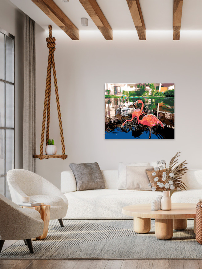 Raqamlar bo&amp;#039;yicha rasm &amp;quot;Uylar oldidagi flamigolar&amp;quot;