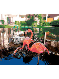 Raqamlar bo&#039;yicha rasm &quot;Uylar oldidagi flamigolar&quot;