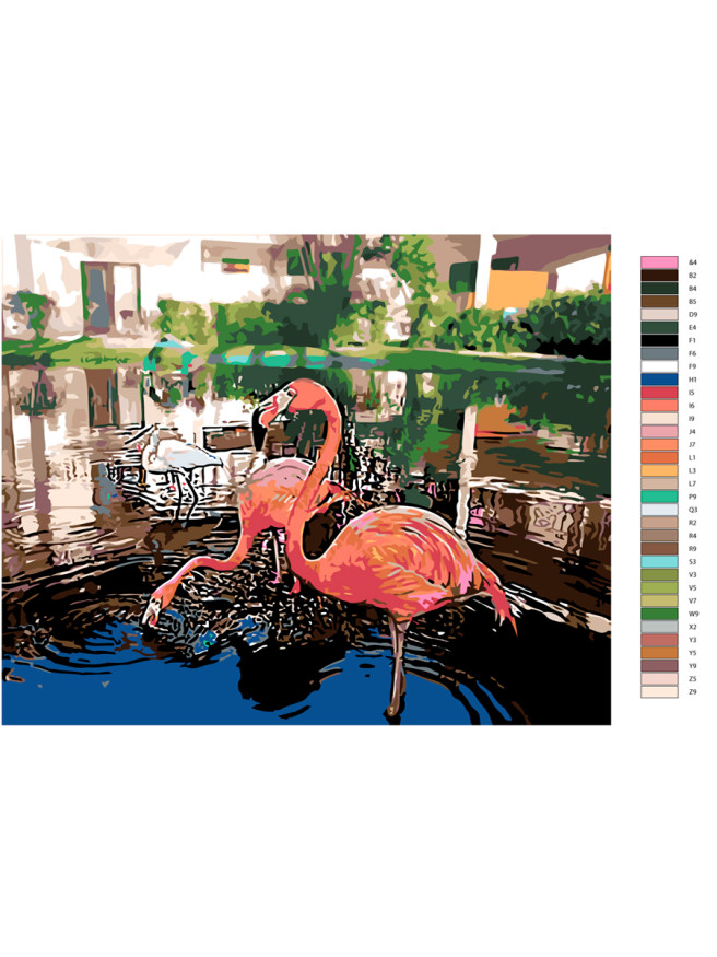 Raqamlar bo&amp;#039;yicha rasm &amp;quot;Uylar oldidagi flamigolar&amp;quot;