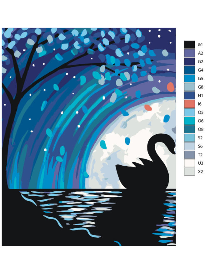 Raqamlar bo&amp;#039;yicha rasm &amp;quot;Oqqush va oy&amp;quot;