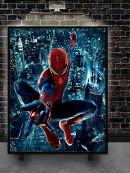 Holstga bosilgan poster &quot;O‘rgimchak odam tungi shaharda&quot;