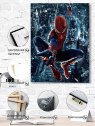 Holstga bosilgan poster &quot;O‘rgimchak odam tungi shaharda&quot;