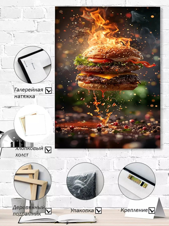 Постер на холсте &amp;quot;Огненный бургер&amp;quot;