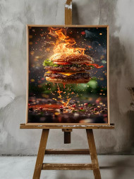 Holstga bosilgan poster "Olovli burger"
