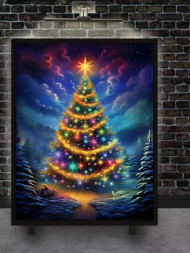 Постер на холсте &amp;quot;Сияющая ёлка в зимнем лесу&amp;quot;