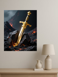 Holstga bosilgan poster "Vulqon toshidagi oltin qilich"