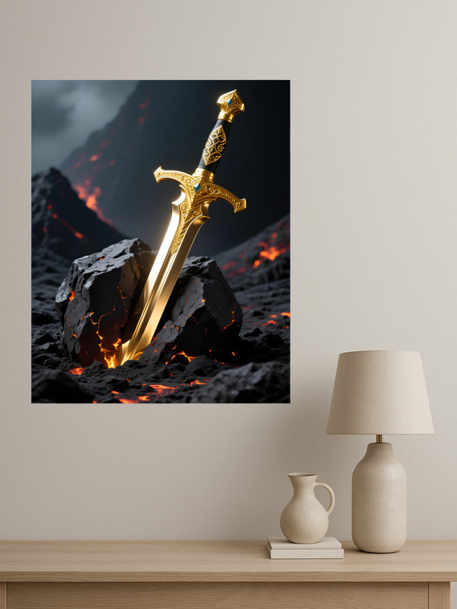 Holstga bosilgan poster &amp;quot;Vulqon toshidagi oltin qilich&amp;quot;