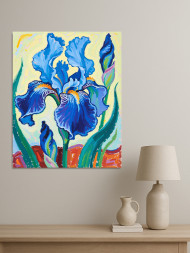 Holstga bosilgan poster "Ko‘k iris gullashi"