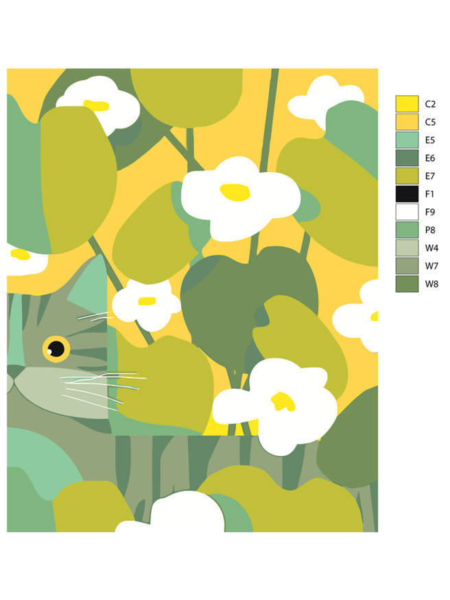 Raqamlar bo&amp;#039;yicha rasm &amp;quot;Gullardagi mushuk&amp;quot;