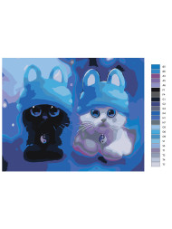 Картина по номерам &amp;quot;Пара котиков в шапках&amp;quot;