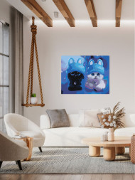 Картина по номерам &amp;quot;Пара котиков в шапках&amp;quot;