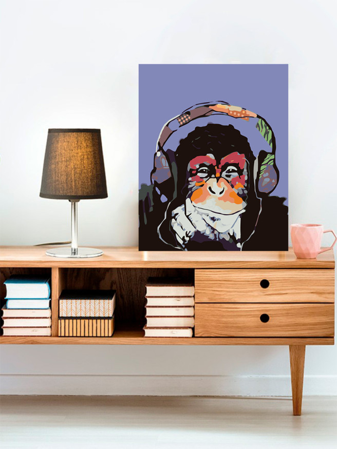 Картина по номерам &amp;quot;Обезьяна в наушниках&amp;quot;