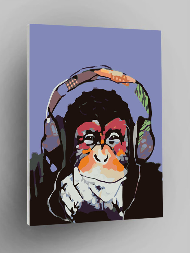 Картина по номерам &amp;quot;Обезьяна в наушниках&amp;quot;