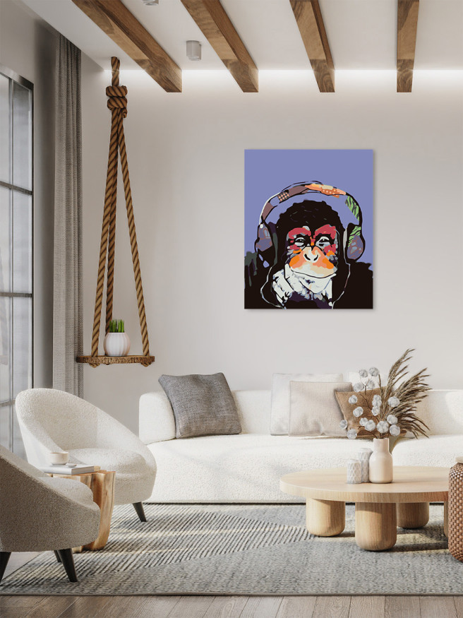 Картина по номерам &amp;quot;Обезьяна в наушниках&amp;quot;