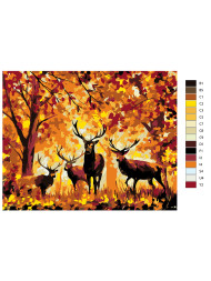 Raqamlar bo'yicha rasm "O'rmonda kiyik"