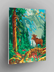 Raqamlar bo'yicha rasm "O'rmondagi elk"