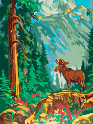 Raqamlar bo'yicha rasm "O'rmondagi elk"