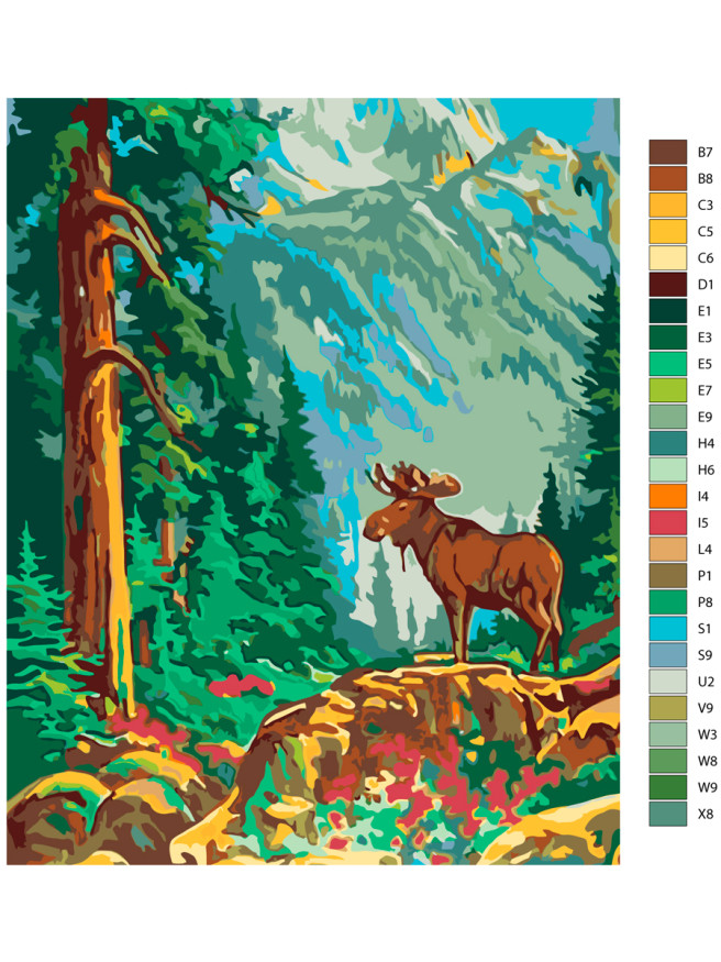 Raqamlar bo&amp;#039;yicha rasm &amp;quot;O&amp;#039;rmondagi elk&amp;quot;