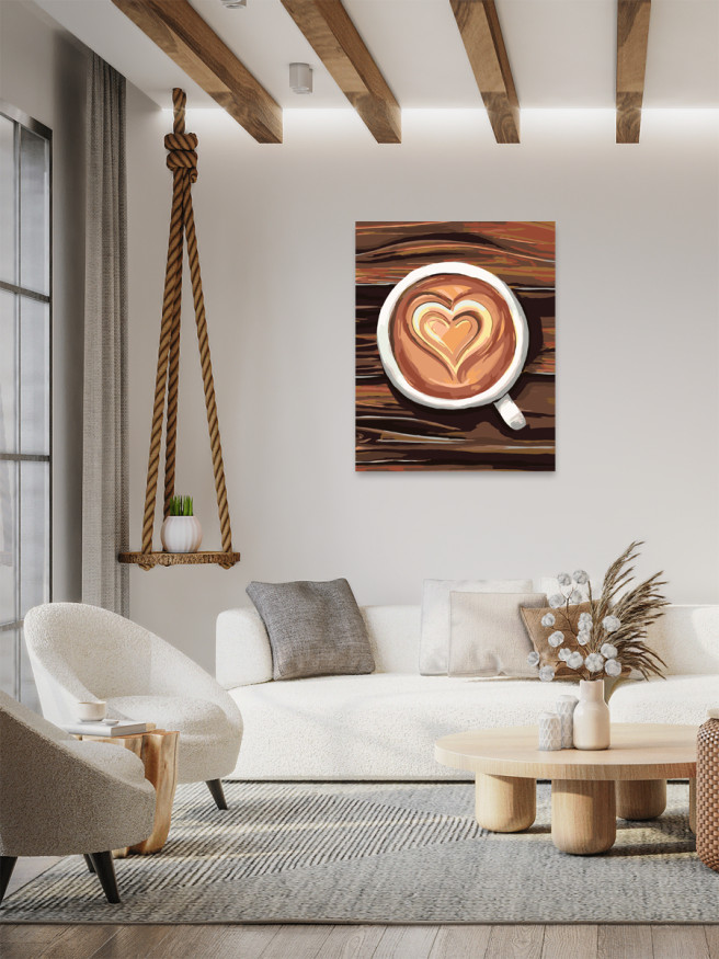 Картина по номерам &amp;quot;Сердце на кофе&amp;quot;