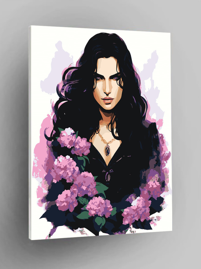 Картина по номерам &amp;quot;Брюнетка в цветах&amp;quot;