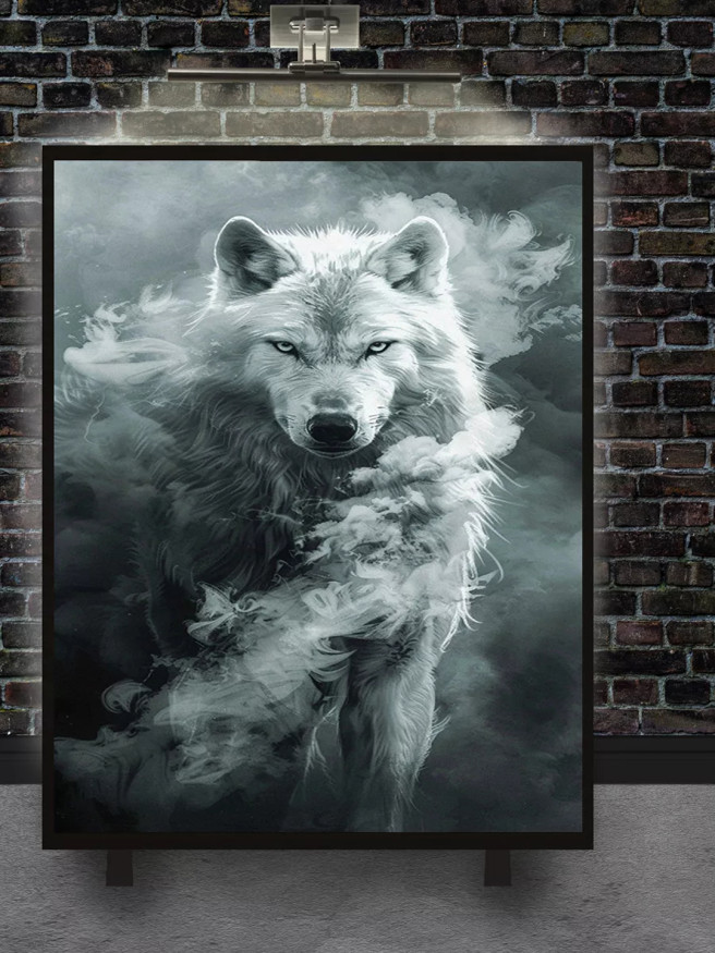 Holstga bosilgan poster &amp;quot;Tuman orasidagi oq bo‘ri&amp;quot;