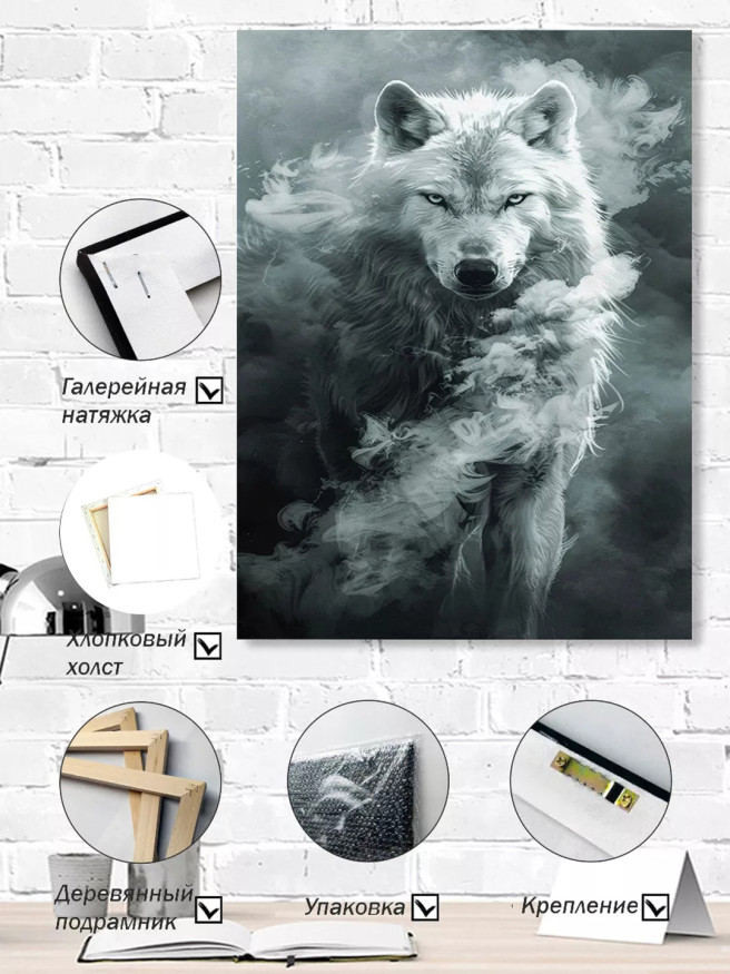 Holstga bosilgan poster &amp;quot;Tuman orasidagi oq bo‘ri&amp;quot;