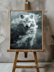 Постер на холсте &amp;quot;Белый волк в дымке&amp;quot;